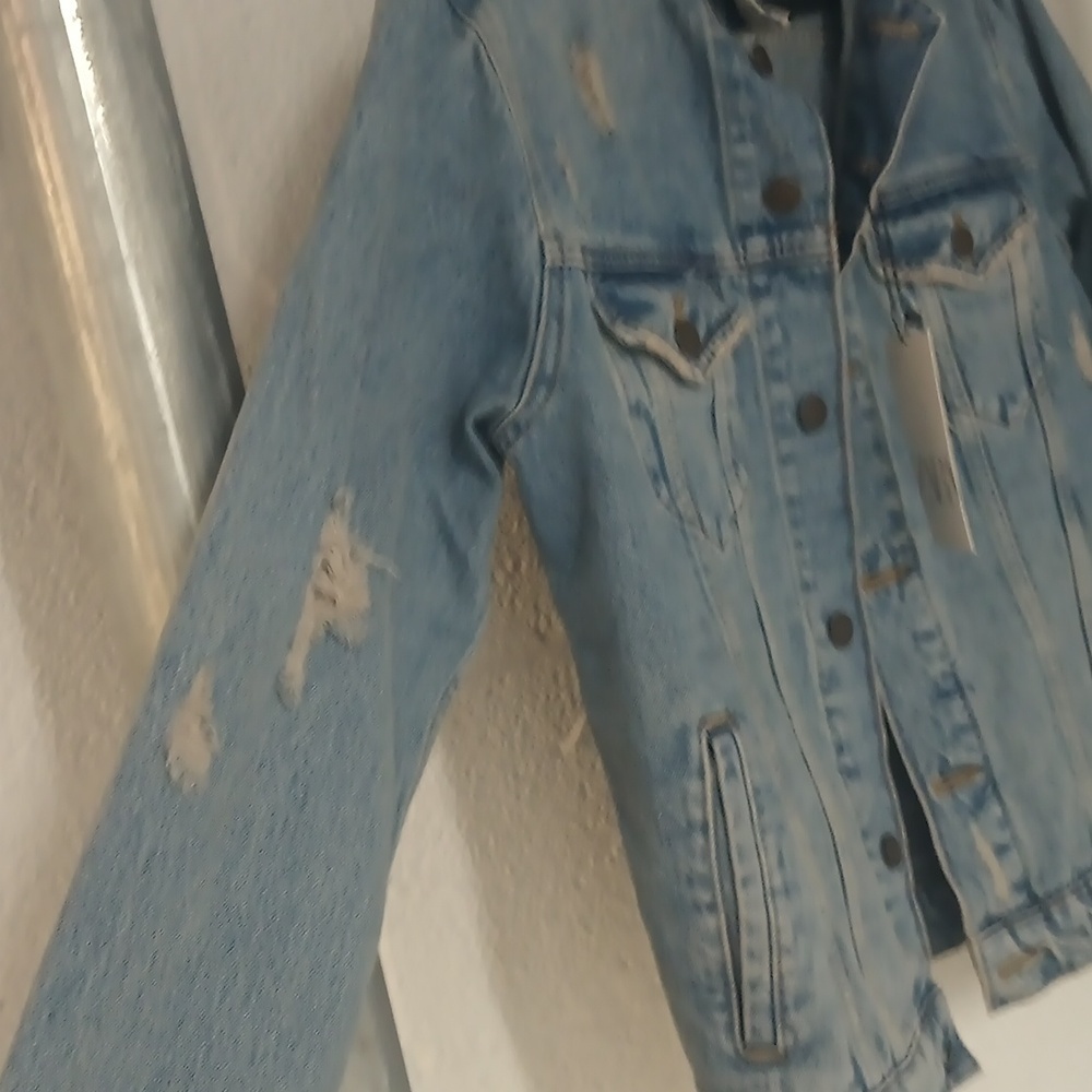 Zara Light Blue Distressed Jacket - Picture 3 of 4